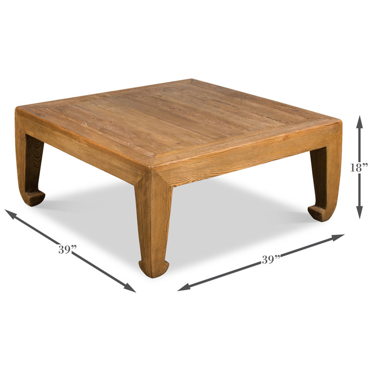 Transitional Reclaimed Pine Square Coffee Table in Warm Brown