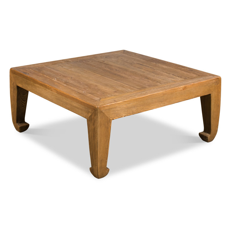Transitional Reclaimed Pine Square Coffee Table in Warm Brown