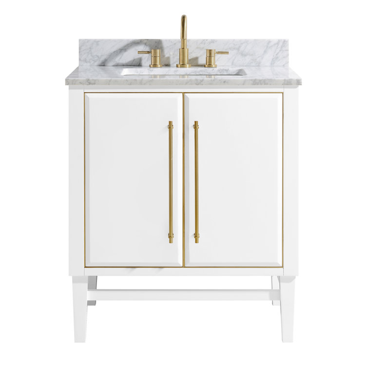 Mason 31" White and Gold Marble Top Vanity