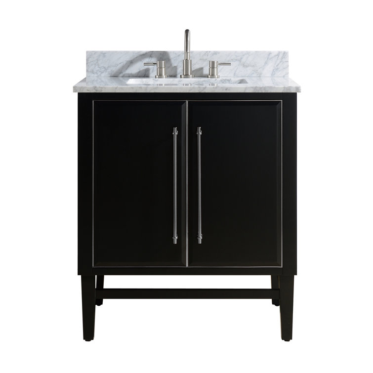Mason 30" Black Solid Wood Vanity with Carrara Marble Top