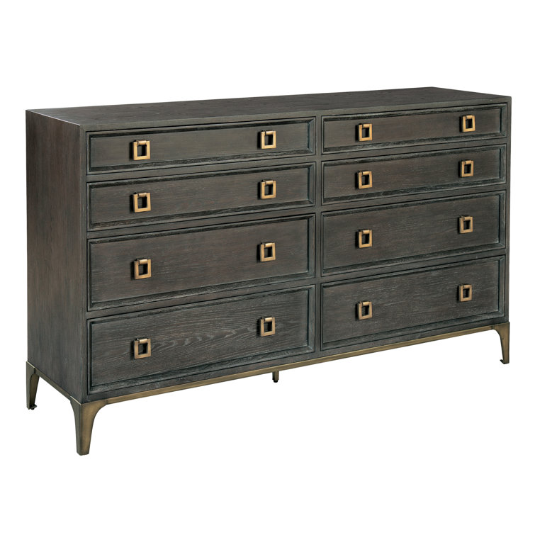 Edgewater Dark Wood 8-Drawer Industrial Dresser