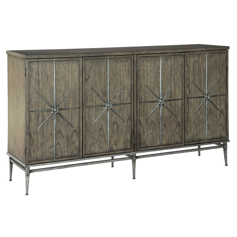Transitional Beige and Silver 72" Star Overlay Entertainment Center