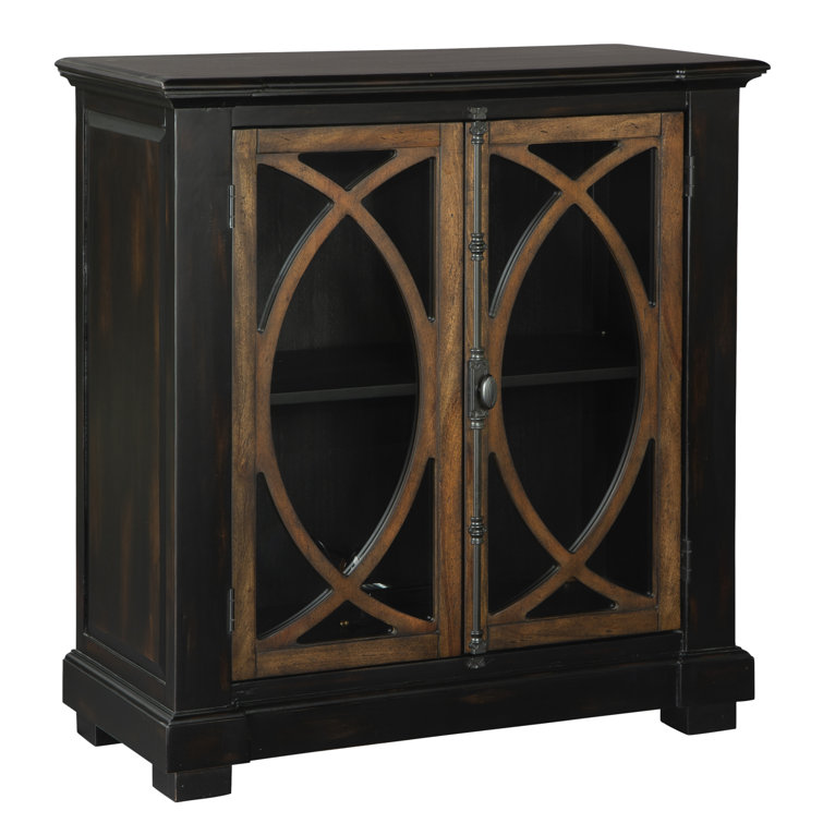 Darci Two-Door Mahogany Entertainment Cabinet with Antique Brass Latch