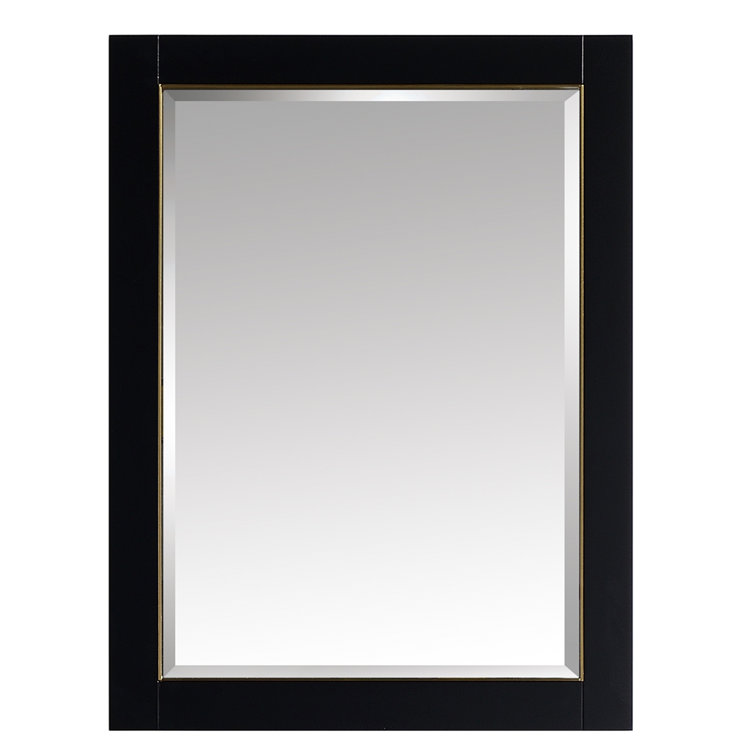 Mason Rectangular 32"x24" Black and Gold Modern Wall Mirror