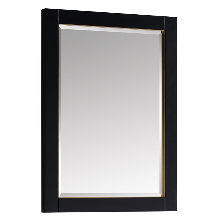 Mason Rectangular 32"x24" Black and Gold Modern Wall Mirror