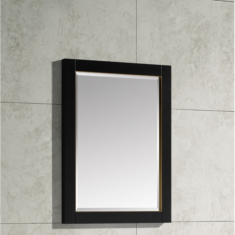 Mason Rectangular 32"x24" Black and Gold Modern Wall Mirror