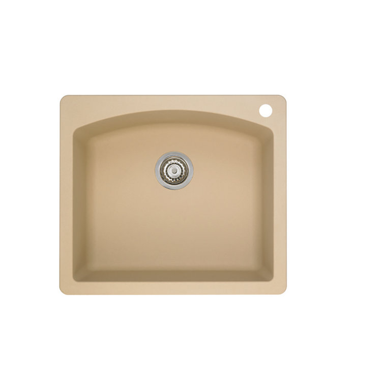 Soft White Stone Single Bowl Drop-In Kitchen Sink