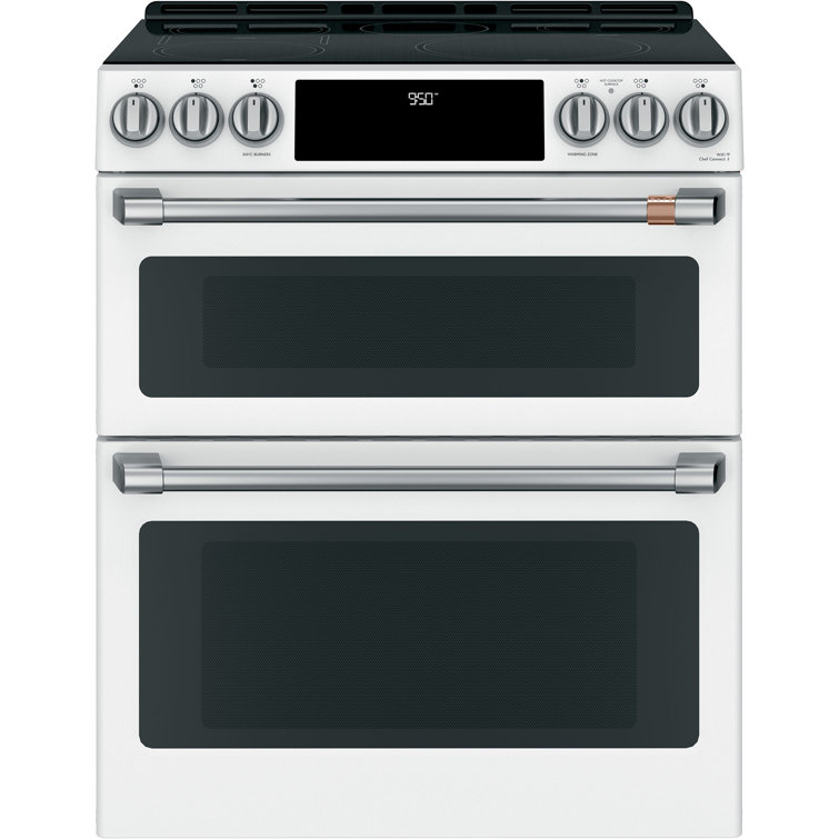 Matte White 30" Smart Double-Oven Induction Range with Convection