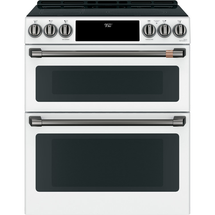 Matte White 30" Smart Double-Oven Induction Range with Convection
