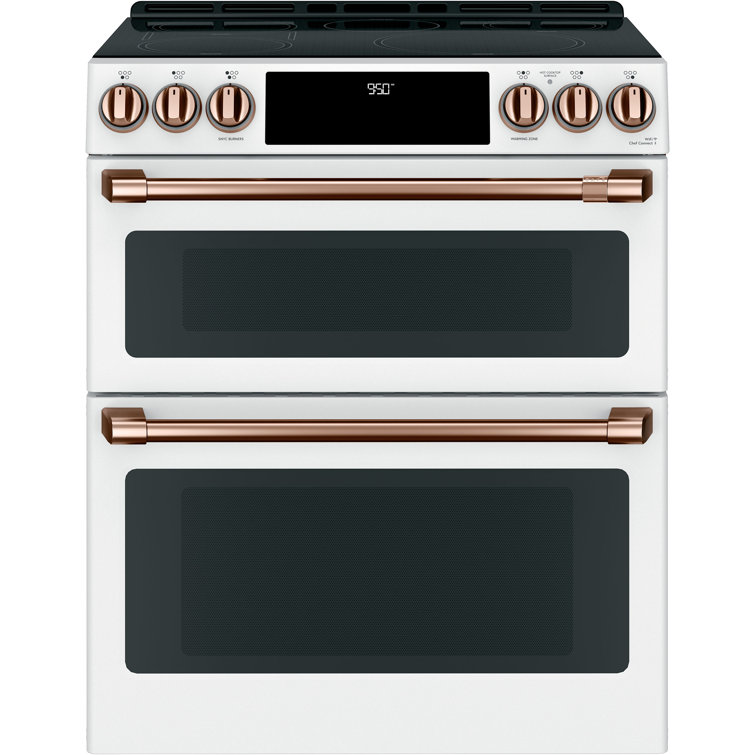 Matte White 30" Smart Double-Oven Induction Range with Convection