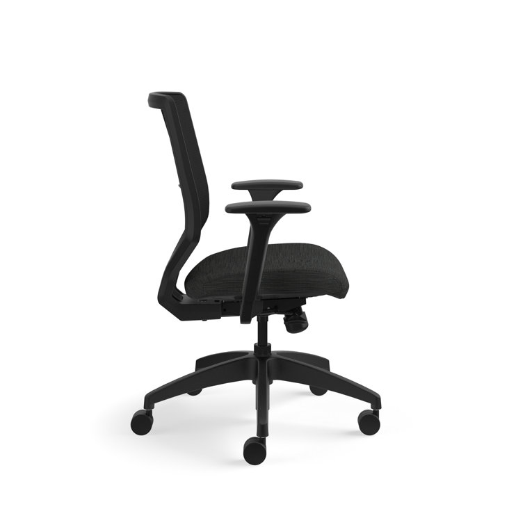 Black Mesh Adjustable Swivel Task Chair with Fabric Seat