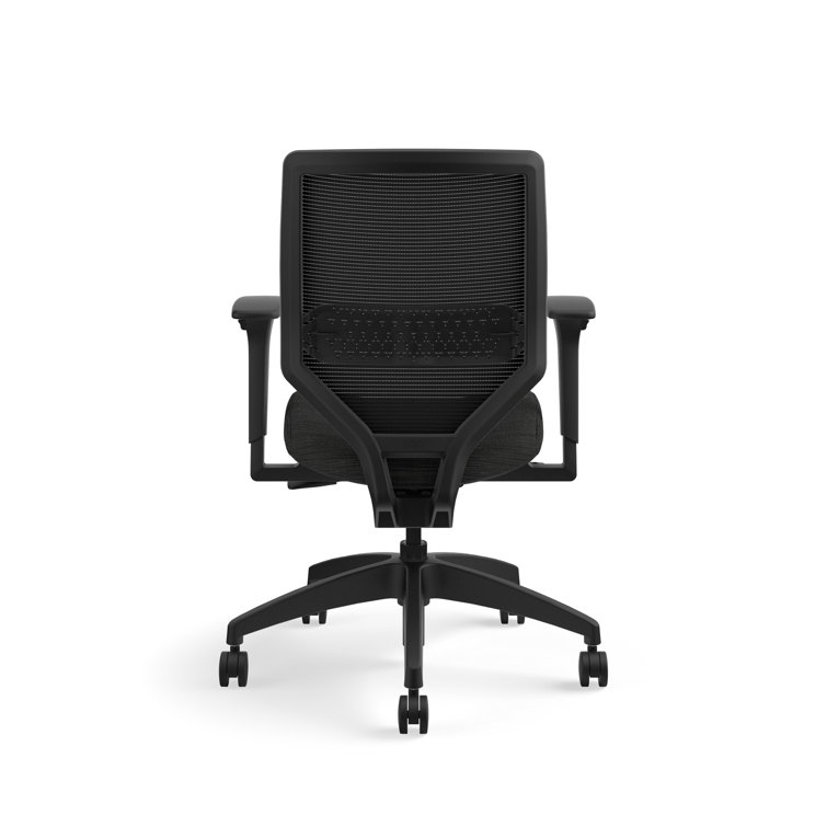 Black Mesh Adjustable Swivel Task Chair with Fabric Seat