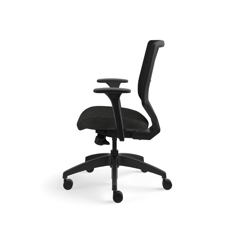 Black Mesh Adjustable Swivel Task Chair with Fabric Seat