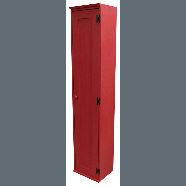 Red Solid Wood Tall Storage Locker Cabinet