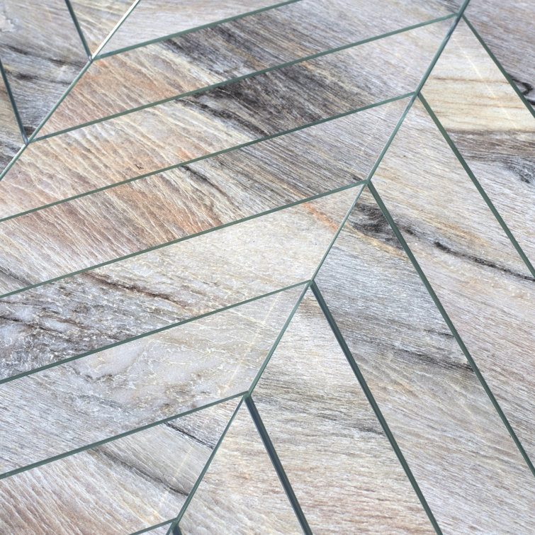 Nature Beige Matte Glass Chevron Wall Tile