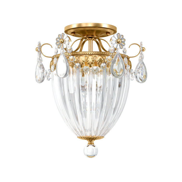 Elegant Antique Silver 3-Light Crystal Semi Flush Mount LED & Incandescent