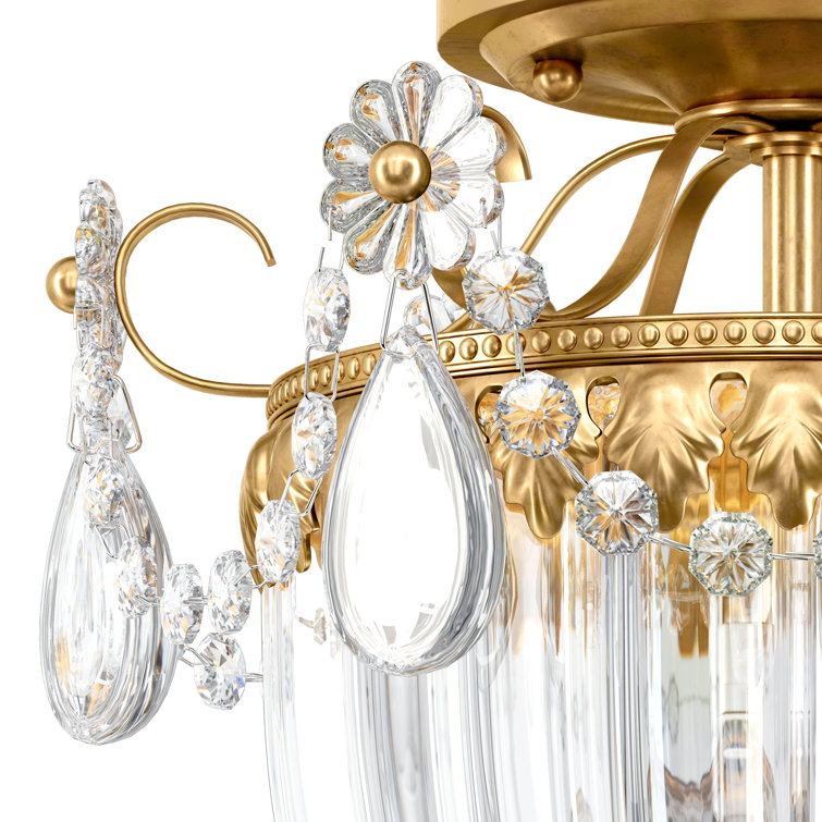 Elegant Antique Silver 3-Light Crystal Semi Flush Mount LED & Incandescent