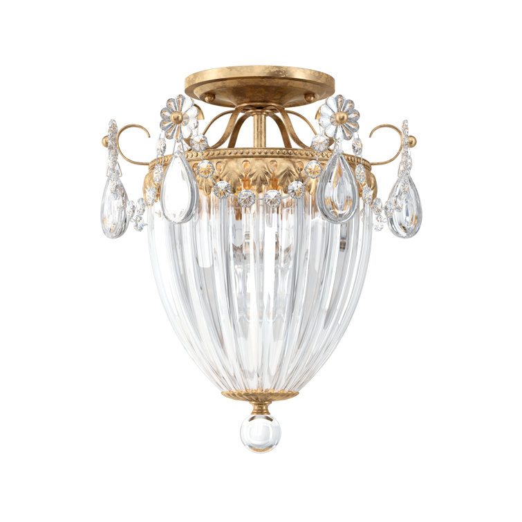 French Gold Crystal Semi Flush Mount Ceiling Light