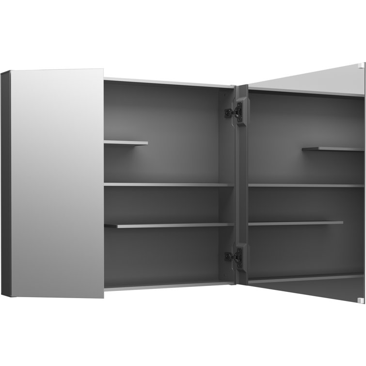Maxstow Dark Anodized Aluminum Frameless Medicine Cabinet with Mirror