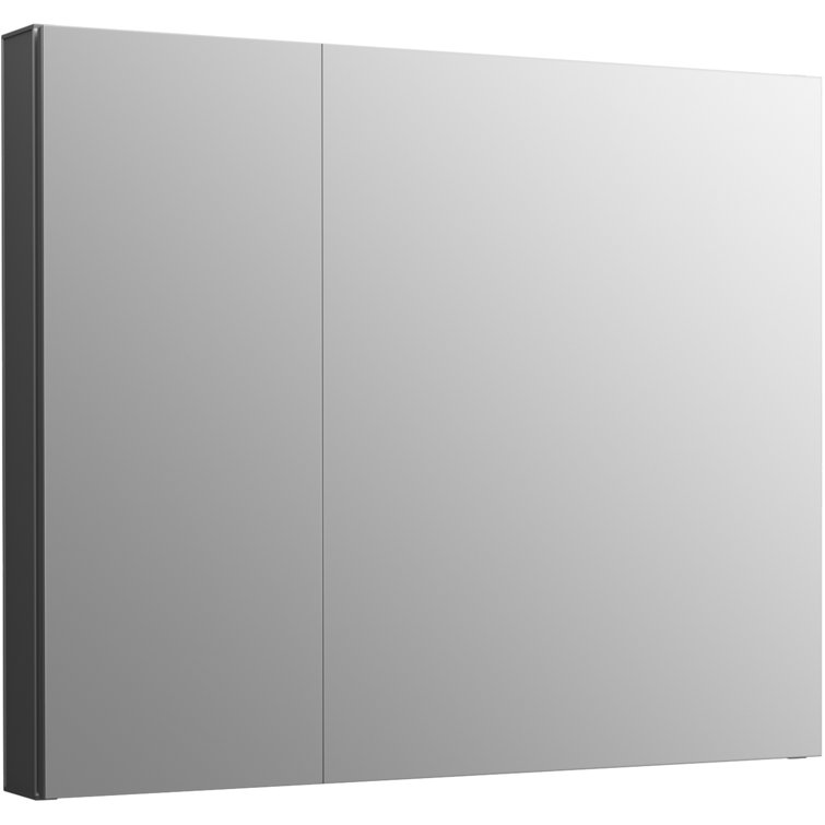 Maxstow Dark Anodized Aluminum Frameless Medicine Cabinet with Mirror