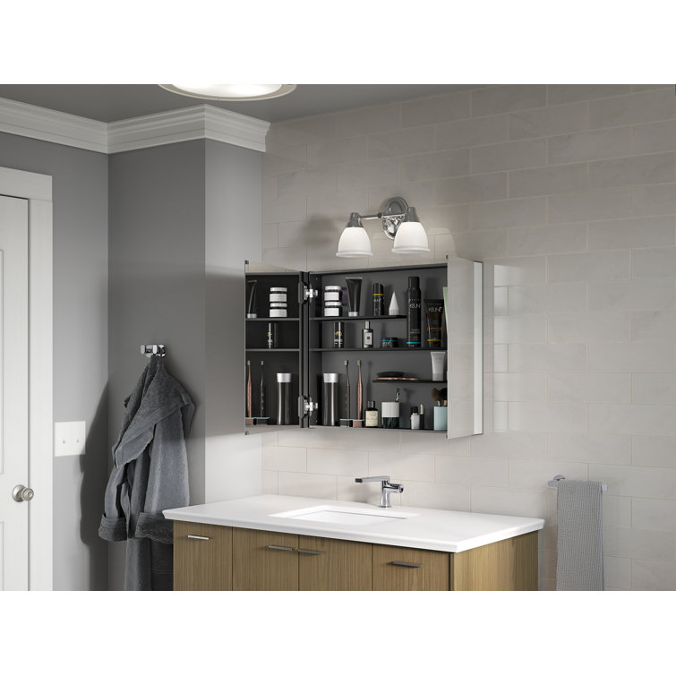 Maxstow Dark Anodized Aluminum Frameless Medicine Cabinet with Mirror
