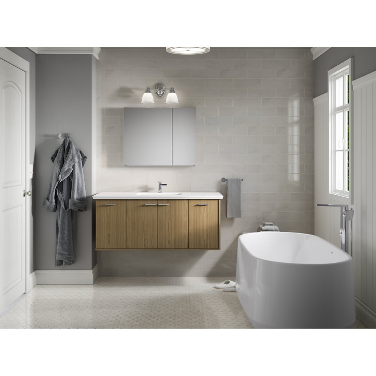 Maxstow Dark Anodized Aluminum Frameless Medicine Cabinet with Mirror