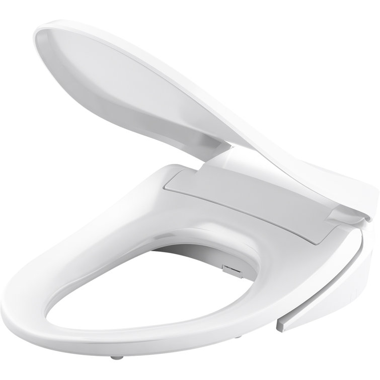 Sleek White Modern Elongated Bidet Toilet Seat with LED Nightlight