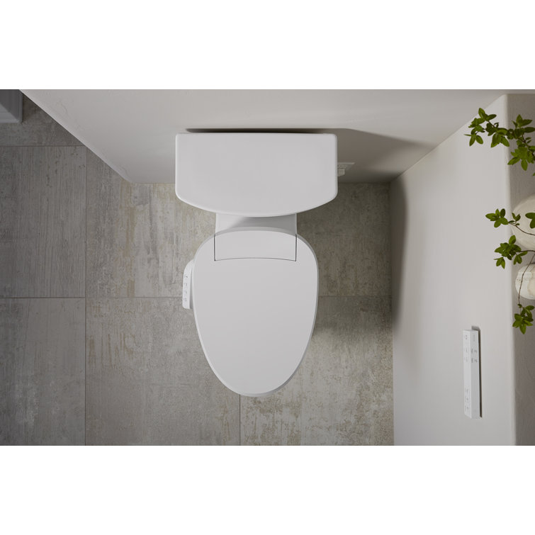Sleek White Modern Elongated Bidet Toilet Seat with LED Nightlight