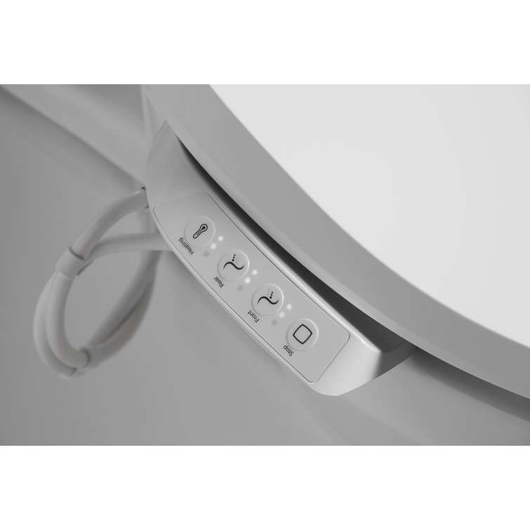 Sleek White Modern Elongated Bidet Toilet Seat with LED Nightlight