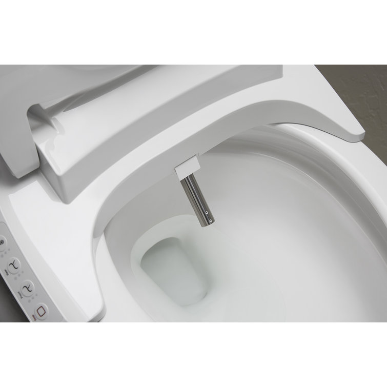 Sleek White Modern Elongated Bidet Toilet Seat with LED Nightlight