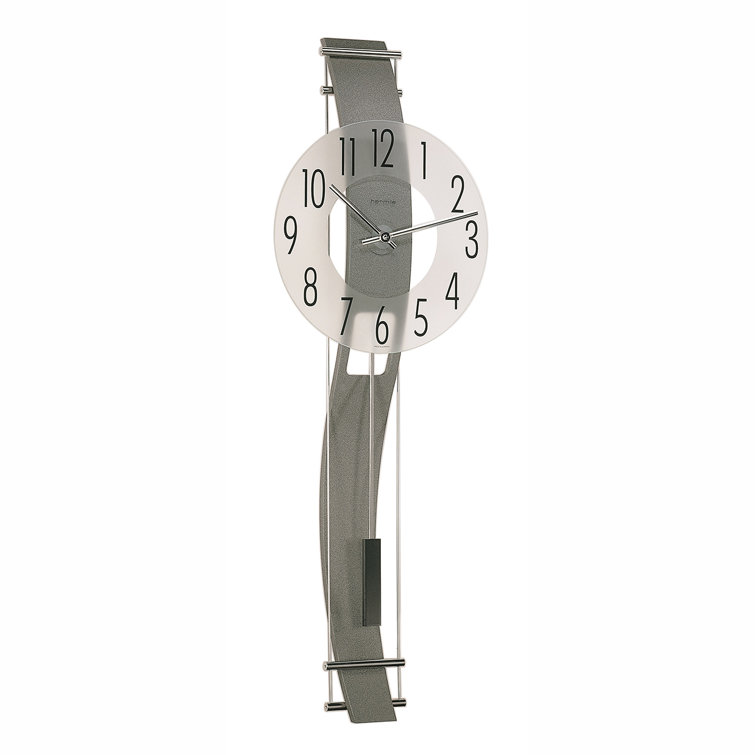 Anthracite Solid Wood Pendulum Wall Clock with Silver Accents