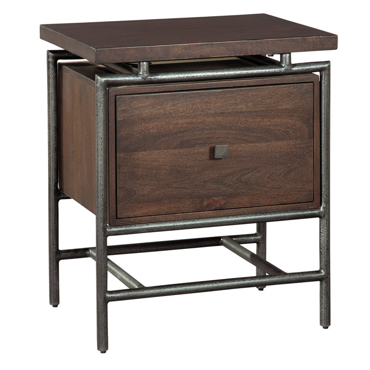 Glencoe Transitional 24" Black and Gray Mango Wood Mobile File Cabinet
