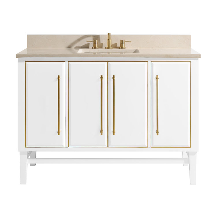 Mason 49'' White and Gold Freestanding Vanity with Marble Top