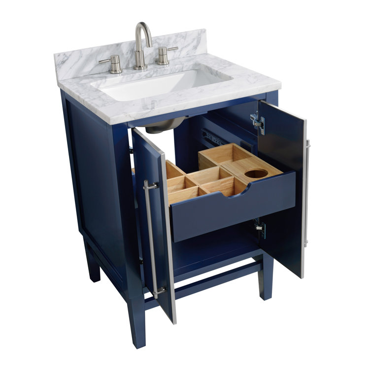Navy Blue 25" Marble Top Single Sink Vanity