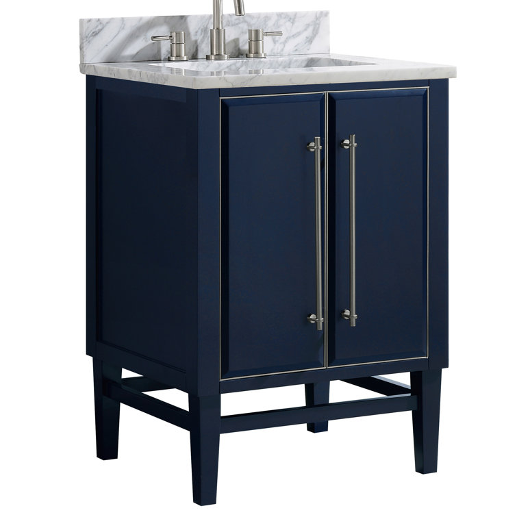 Navy Blue 25" Marble Top Single Sink Vanity