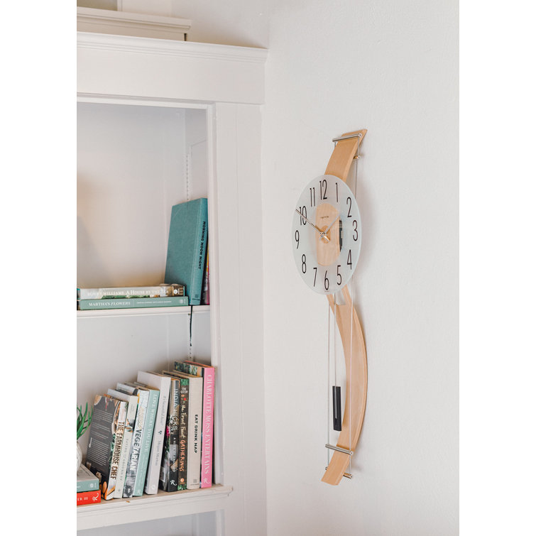 Hermle 32" Brown and Silver Beech Wood Pendulum Wall Clock