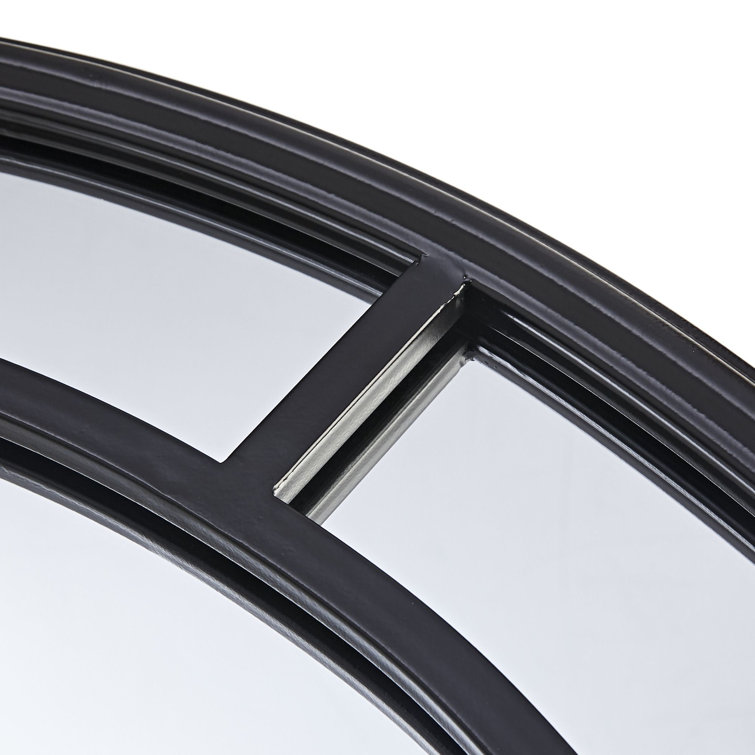 Katonah Round Black Iron Framed Wall Mirror