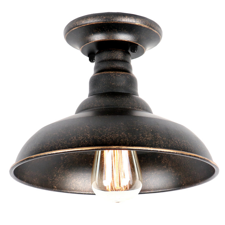 Oil Rubbed Bronze 10'' Outdoor Semi-Flush Mount Light