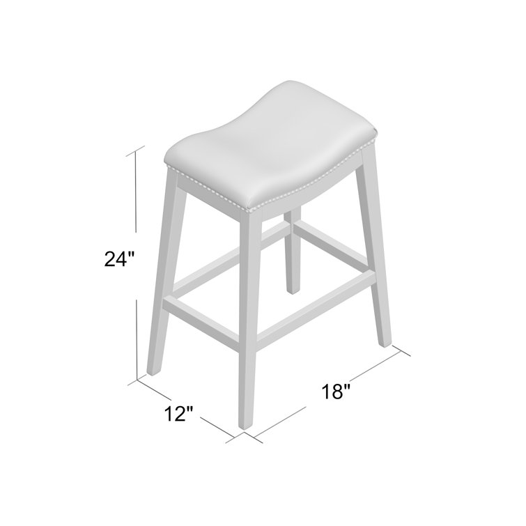 Beige Linen Upholstered Backless Saddle Counter Stool