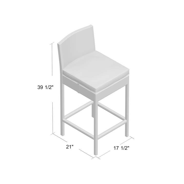 Espresso White Wicker Rattan Outdoor Bar Stool with Beige Cushion