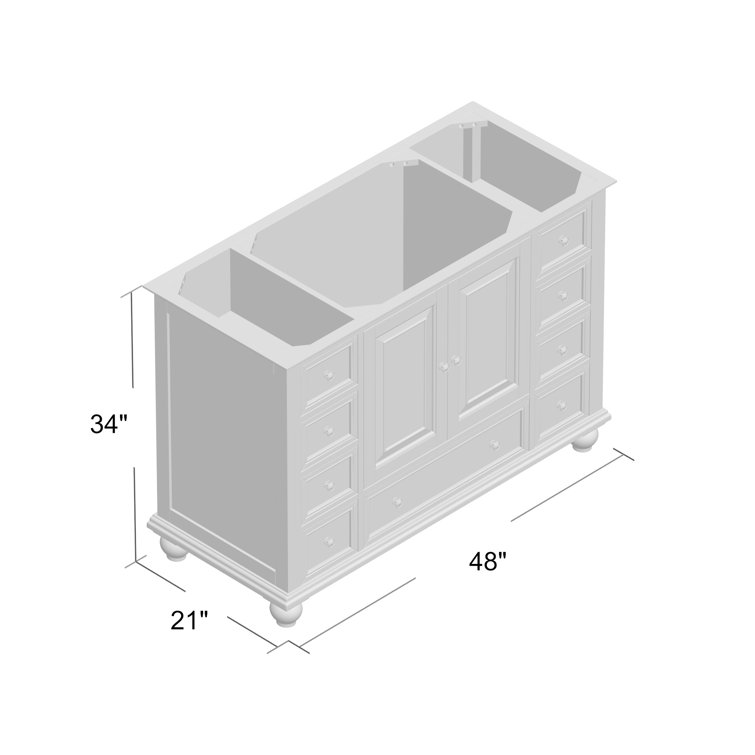 French White 48" Solid Wood Single Bathroom Vanity Base