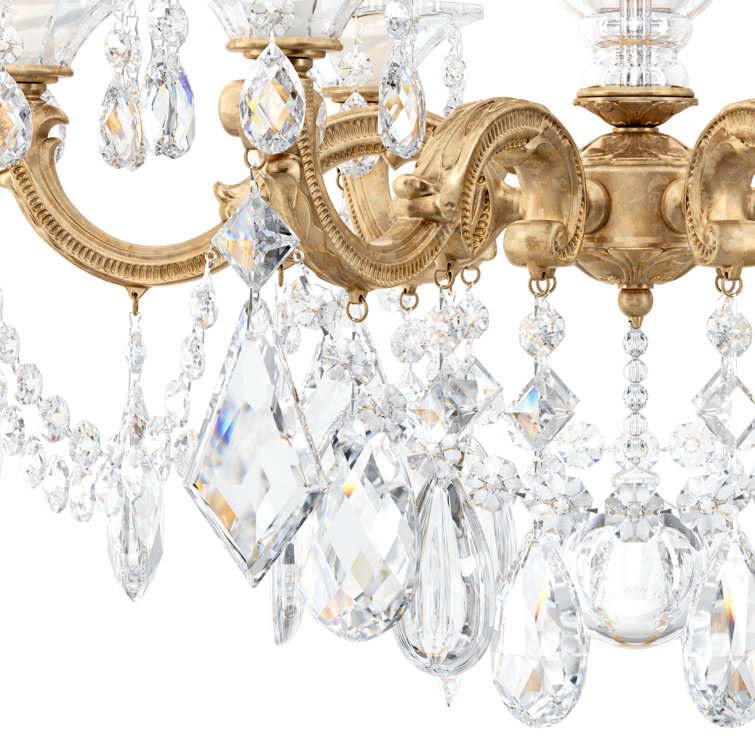 French Gold 6-Light Traditional Chandelier with Clear Heritage Crystals