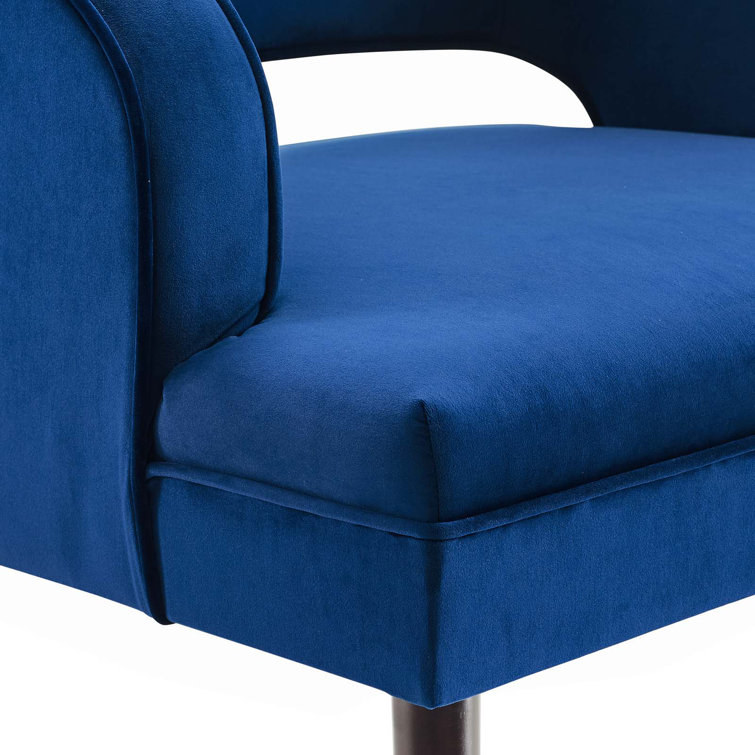 Elegant Navy Blue Velvet Wood Accent Chair with Tufted Back