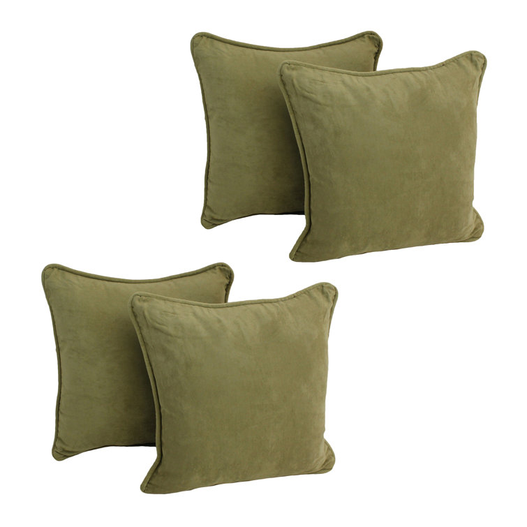 Sage Green Microsuede Square Throw Pillows Set of 4