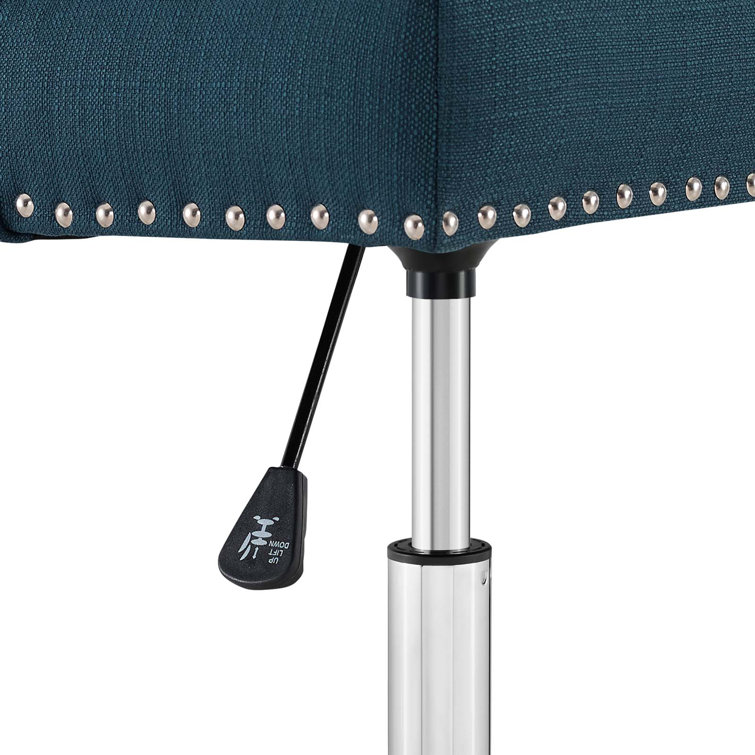 Azure Elegance Tufted Swivel Office Chair with Nailhead Trim