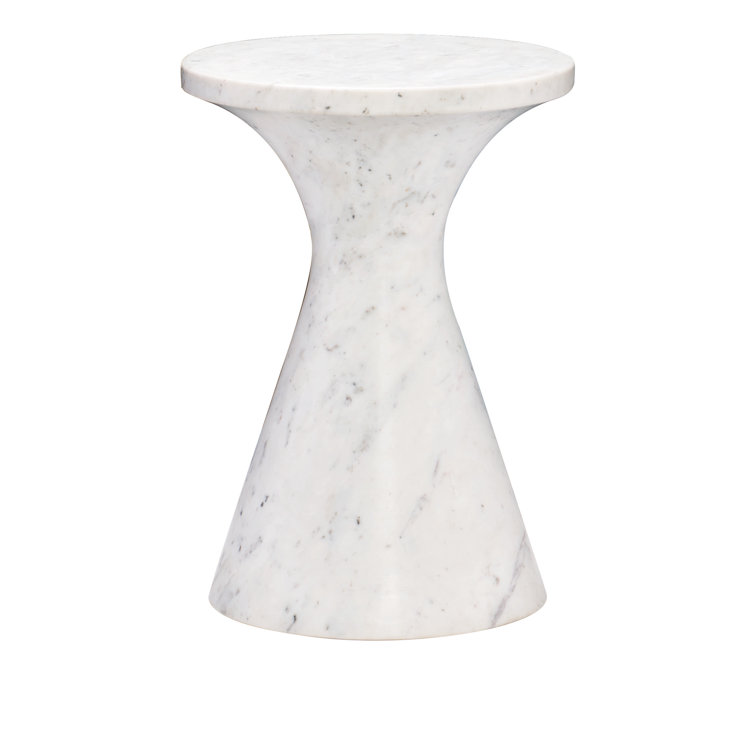 White Marble Round Transitional Side Table