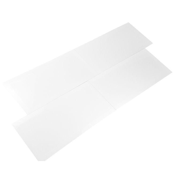 Frosted Elegance Glossy White Glass Beveled Subway Wall Tile