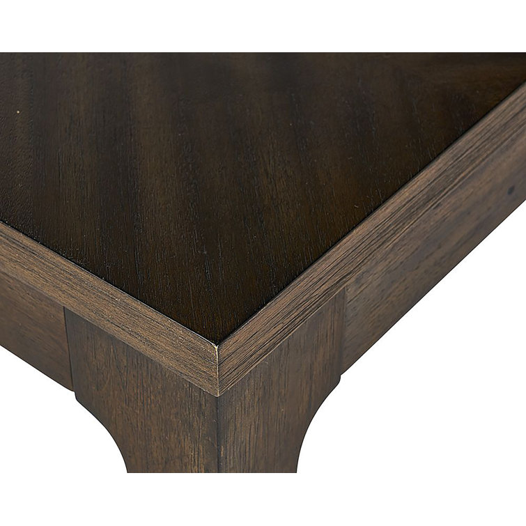 Square Brown Acacia Wood Dining Table with Chevron Pattern