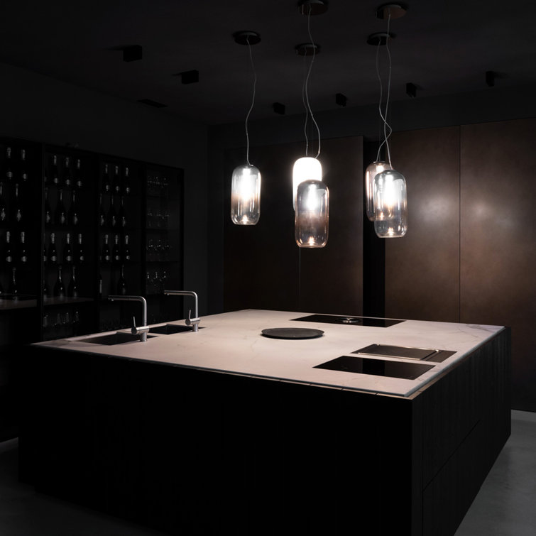 Bjarke Ingels Group Mini Gople Handblown Glass Pendant in Chrome