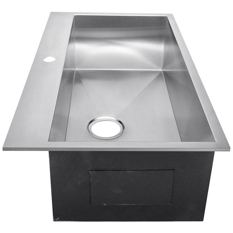 Brushed Stainless Steel Single Bowl Drop-In Kitchen Sink